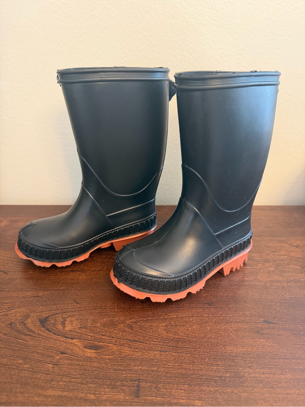 wonder nation Black Rain & Snow Boots with Orange Soles